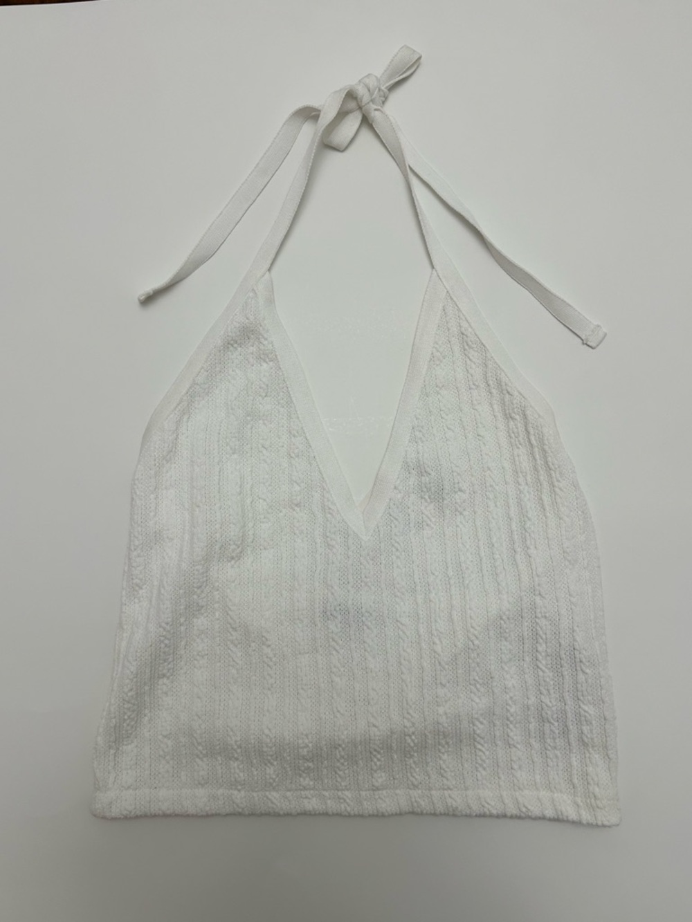 Zara White Halter Knit Crop Top - M